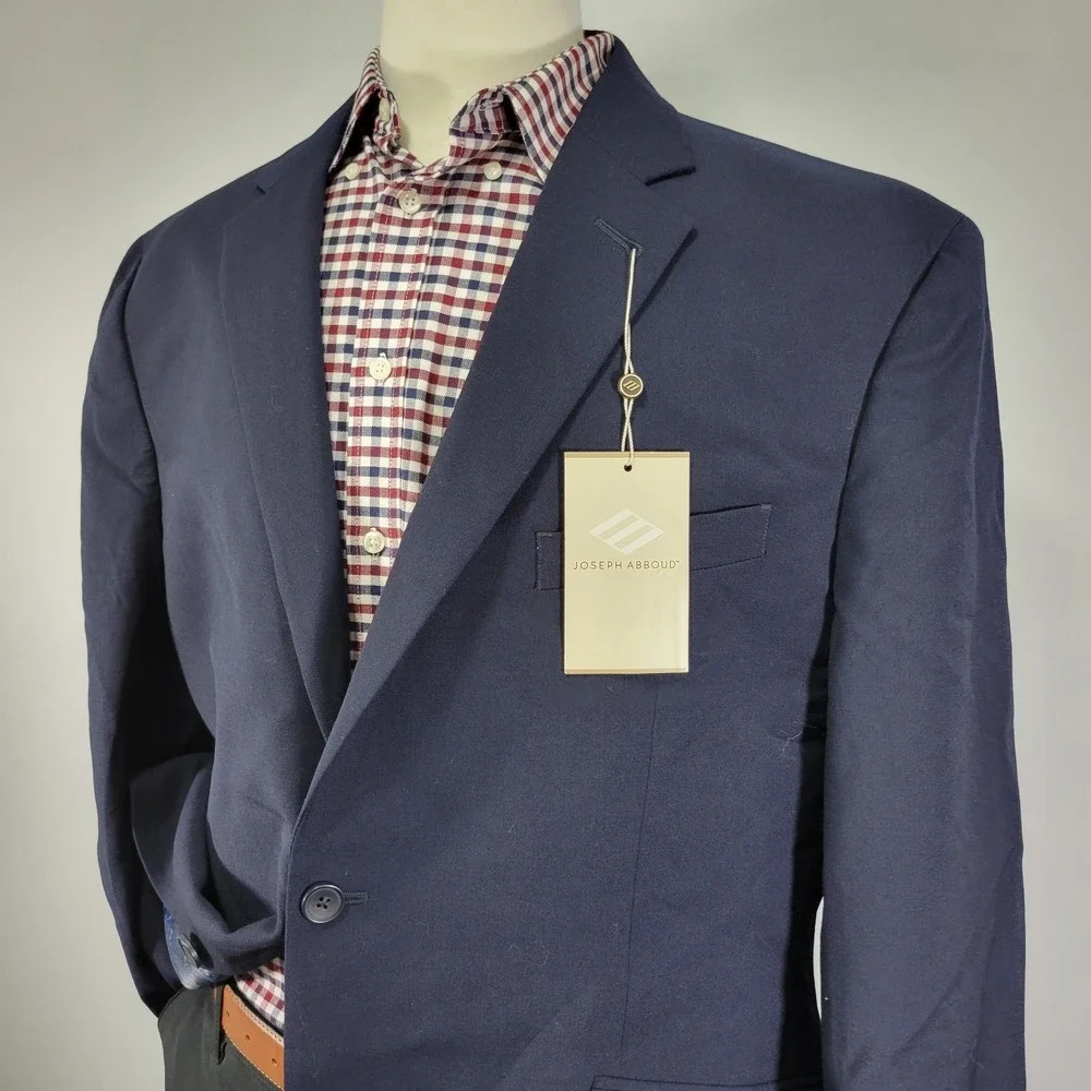 Joseph Abboud White Men's Sport Coat Blazer Two‎ Button Navy Blue Wool 48R NEW